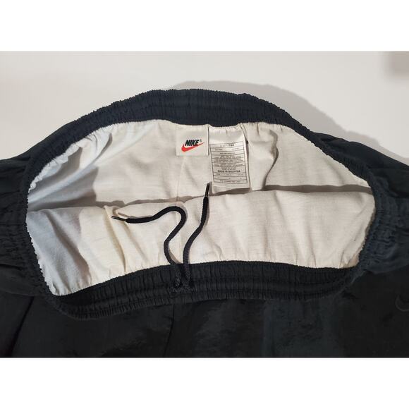 Nike VTG 90s Ankle Zip Lined Nylon Track Jogger Pants Mens L Black Swoosh Logo - Picture 7 of 10